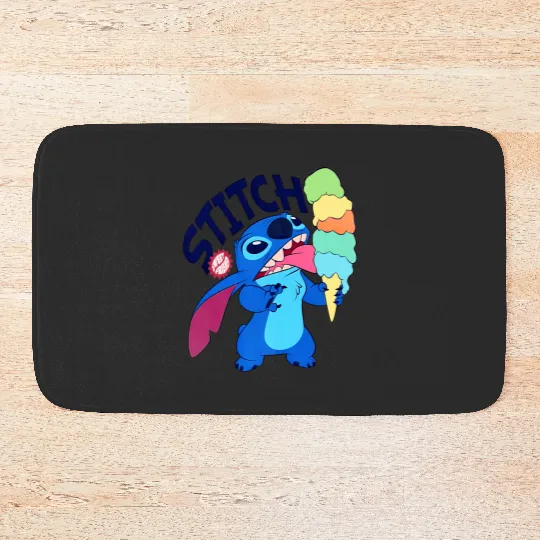 Disney Stitch Eat Ice Cream Bath Mats, Stitch Bath Mats, Disney Bath Mats, Disneyland Bath Mats