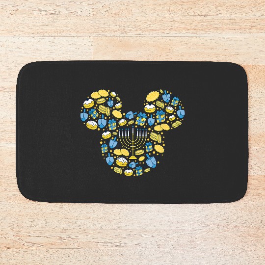 Disney Mickey Mouse Icon Hanukkah Chanukah Dreidel Menorah Bath Mats