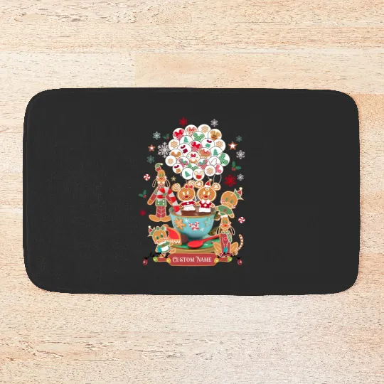 Personalized Mickey and Friends Gingerbread Disney Christmas Bath Mats