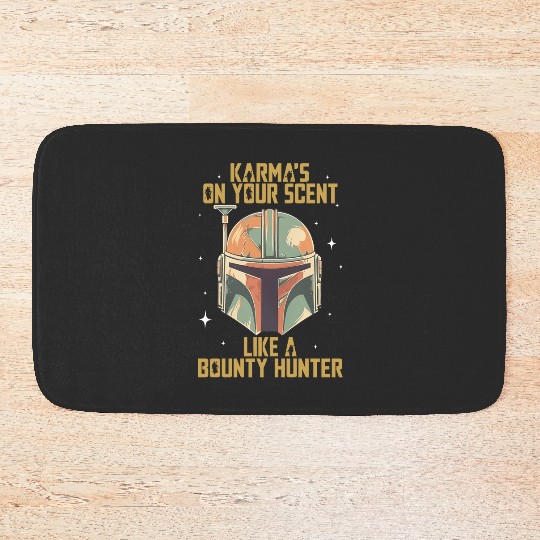 Vintage Mandalorian Inspired Bath Mats, Karma Is On Your Scent Bounty Hunter Bath Mats, Star Wars Bath Mats, Disneyland Bath Mats,  Bath Mats