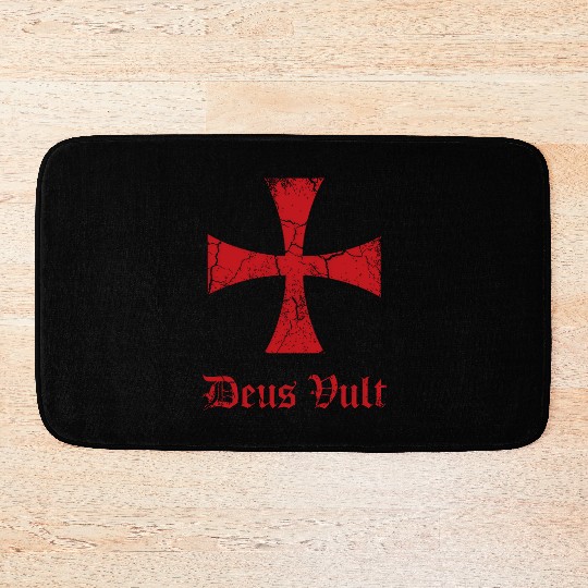 Distressed Deus Vult Knights Templar Cross Crusade Bath Mats