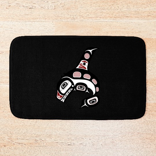 Native American Red Black Haida Orca Killer Whale Bath Mats