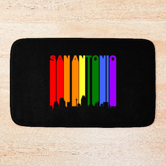 San Antonio Texas Gay Pride Rainbow Skyline Bath Mats