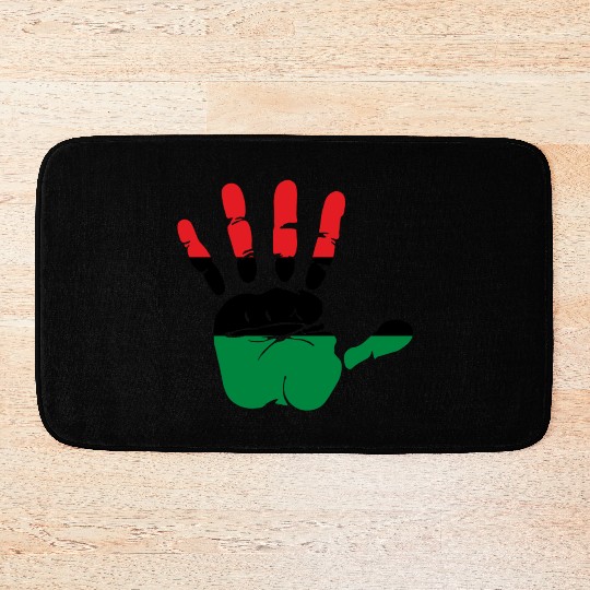 Pan African Flag Hand Print Sign Afro- American Bath Mats