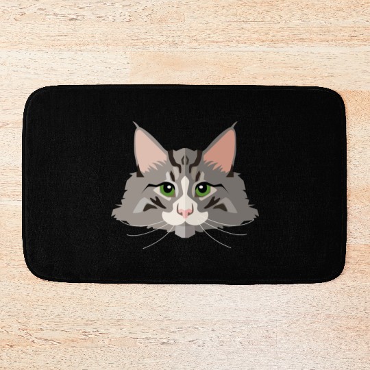grey cat Bath Mats