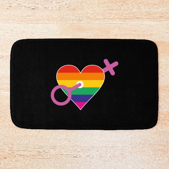 Rainbow heart female Bath Mats
