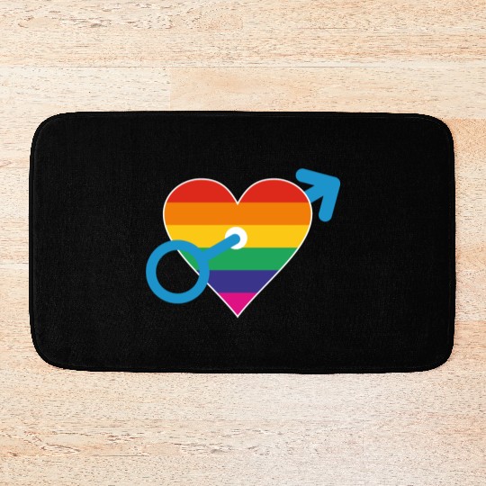 Rainbow heart male Bath Mats