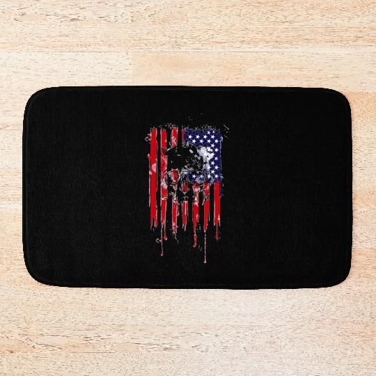 American Flag Skull 4th of July graphic Collection Bath Mats