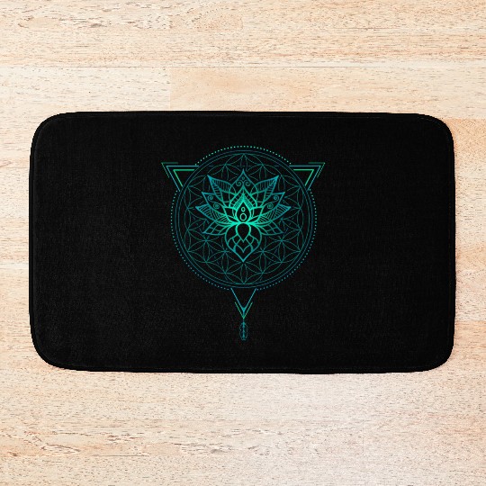 Lotus of Life Mandala in Geometric Bath Mats