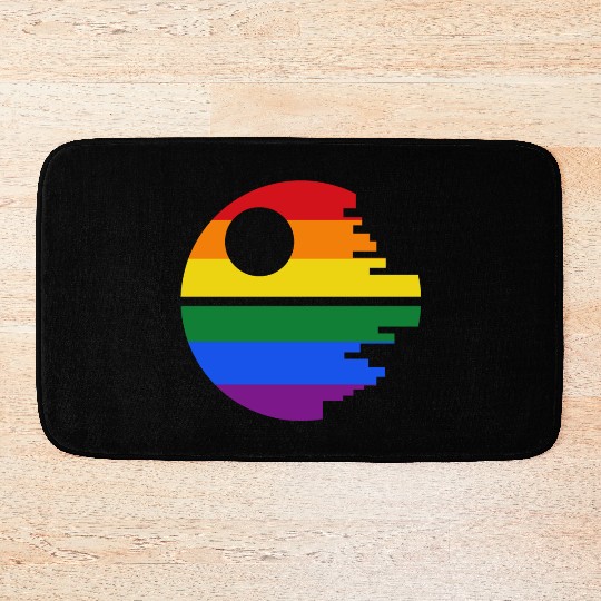 Rainbow Death Star Bath Mats