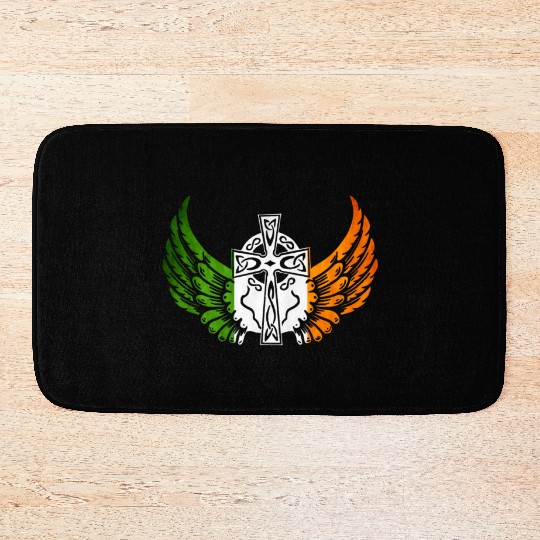 Irish Flag Design Celtic Cross Irish gift Bath Mats