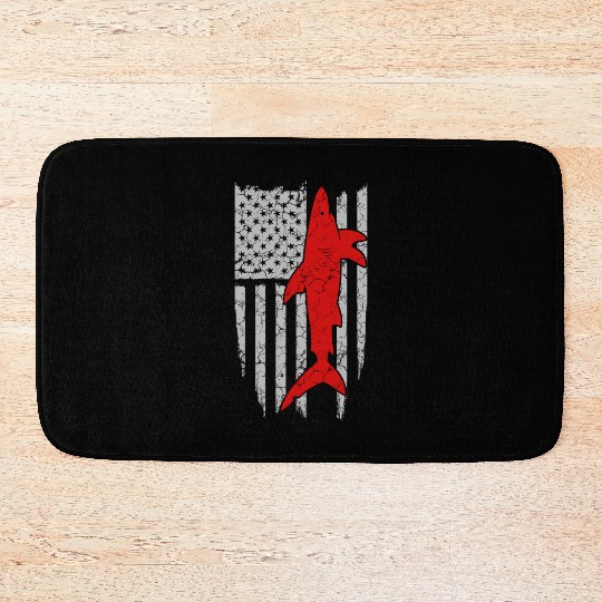 Shark flag Bath Mats for American
