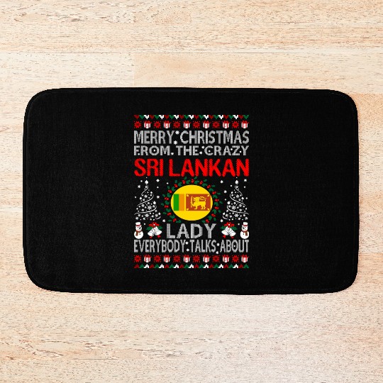 Merry Christmas From Sri Lankan Lady Ugly Sweater Bath Mats