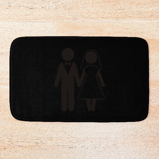 Bride And Groom Silhouette Bath Mats