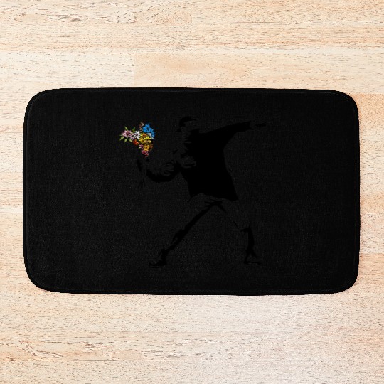 Banksy Rage Flower Thrower Bath Mats