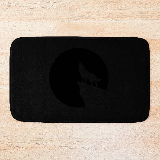 Howling wolf full moon space galaxy gift dog trend Bath Mats