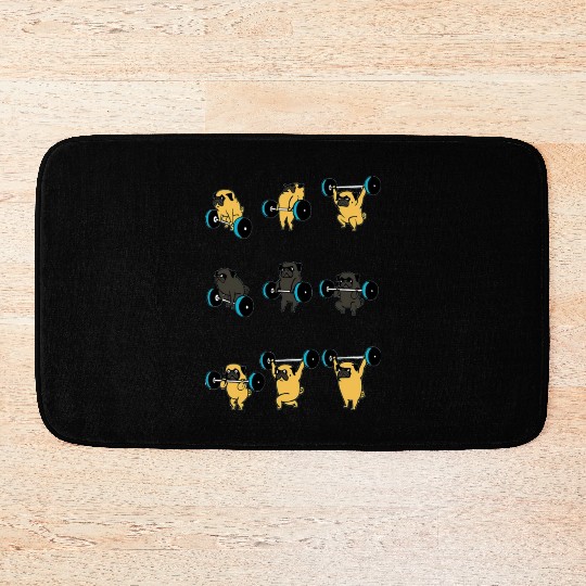 Pug Gym Bath Mats