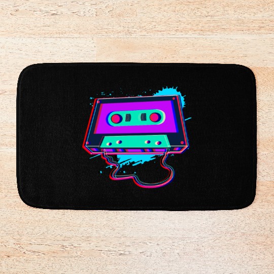 80s Music Cassette Tape : 3D, Neon, 80s songs Bath Mats