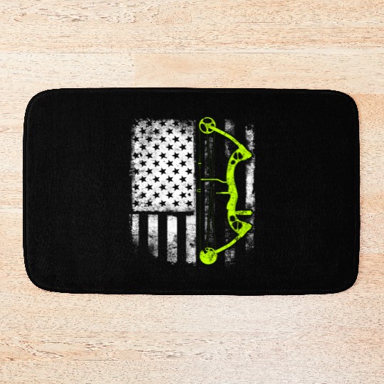 Archery Compound Bow USA Flag Bath Mats