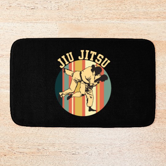 Jiu Jitsu Silhouette Bjj Brazilian Jiu Jitsu Retro Bath Mats