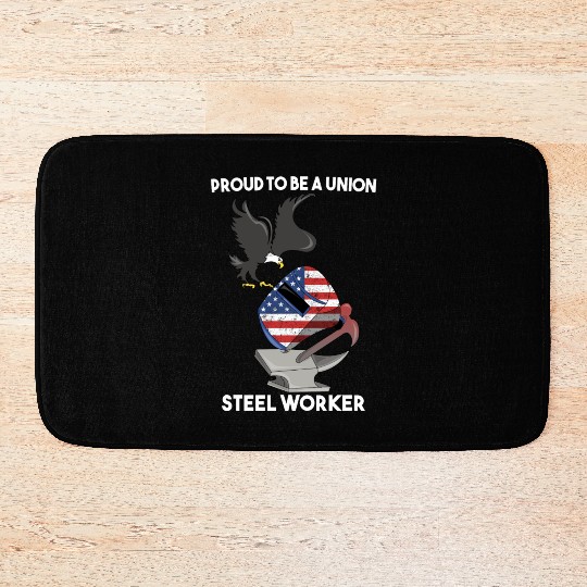UNION STEEL WORKER USA GIFT FUNNY DAD EAGLE HAMMER Bath Mats