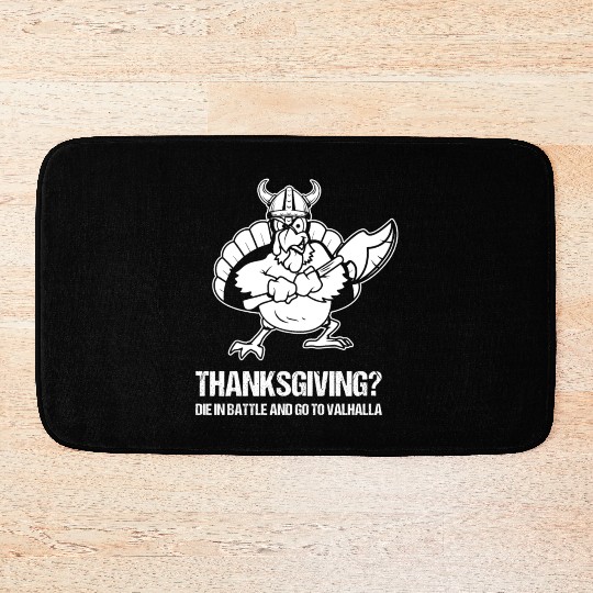 Funny Thanksgiving Day Viking Turkey Valhalla Bath Mats