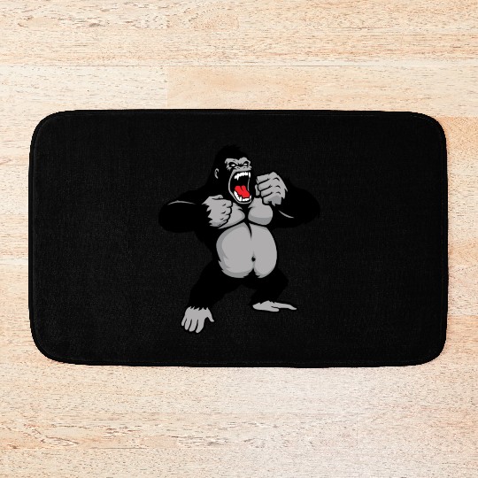 Gorilla Standing, Gorilla Face, Monkey, Ape, Bath Mats