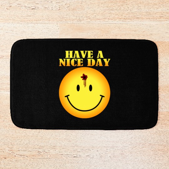 smiley face bullet hole Bath Mats