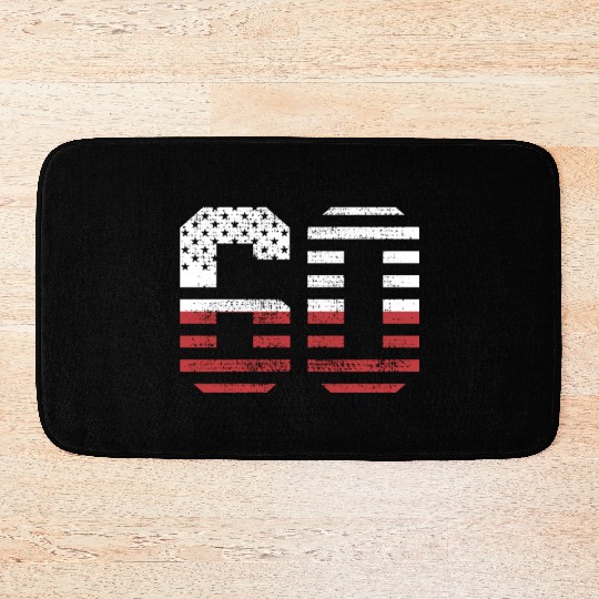 Retro USA Number 60 College Baseball Jersey Bath Mats