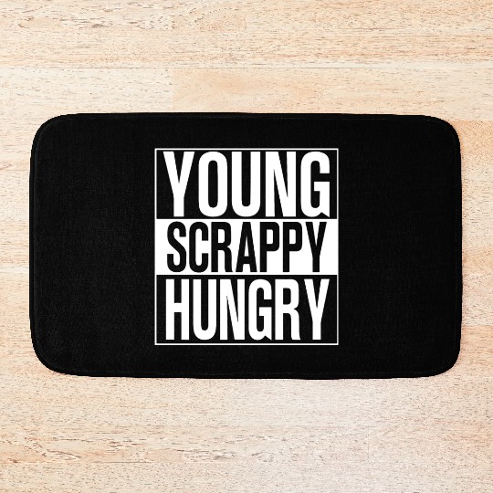 young scrappy hungry black and white Bath Mats chef