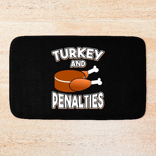 Turkey and Penalties Hockey Gift Thanksgiving Bath Mats
