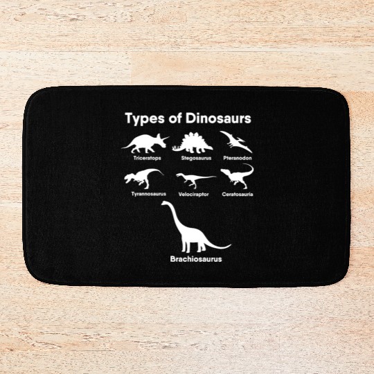 Types of Dinosaurs T-Rex Veloceraptor, Triceratops Bath Mats