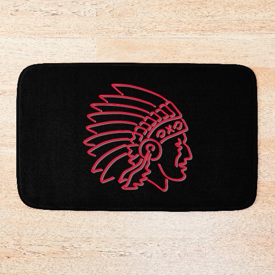 Native American Indian Chief Neon Sign Bath Mats