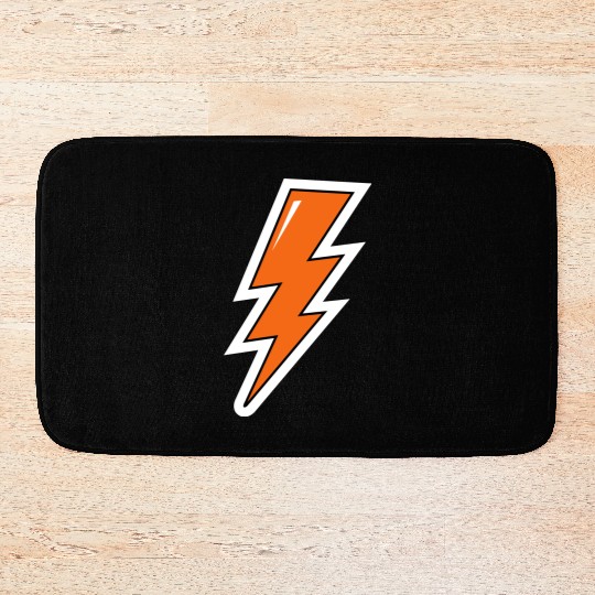 Lightning Bolt, orange lightning, electric Bath Mats