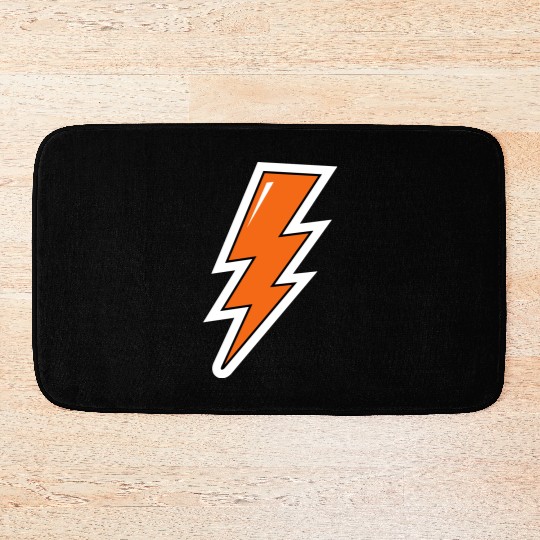 Lightning Bolt, orange lightning, electric Bath Mats