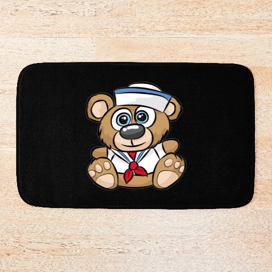SAILOR TEDDY BEAR captain crew sail boat nautical Bath Mats
