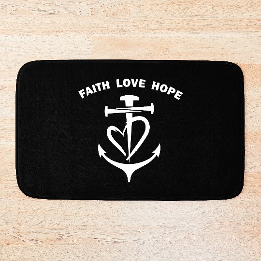 Faith Hope and Love Symbol White Bath Mats