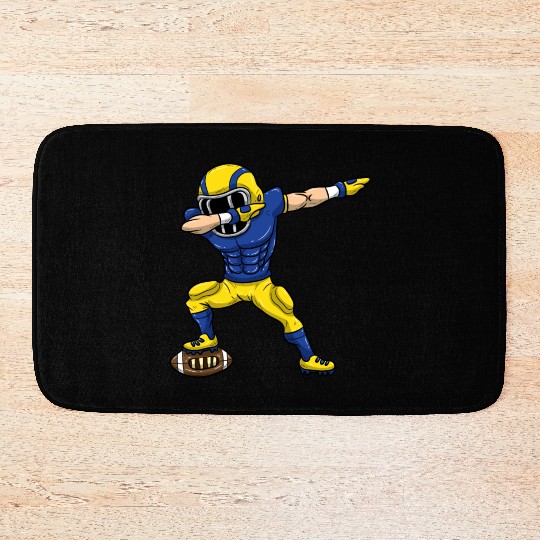 Dabbing Football Bath Mats Blue Yellow Team Kids Gift