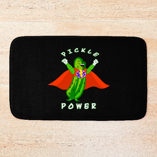 Pickleball Pickle Power Superhero Bath Mats