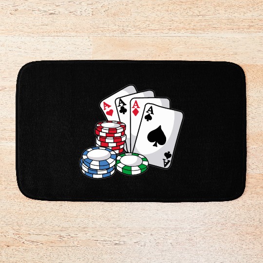 POKER CARDS AND CHIPS Texas Holdem Casino Vegas Bath Mats