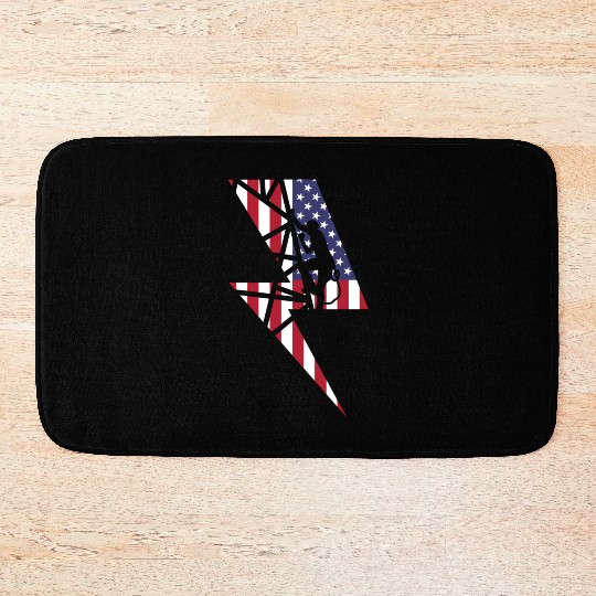Lineman Usa American Flag Cable Pole Light Gift Bath Mats