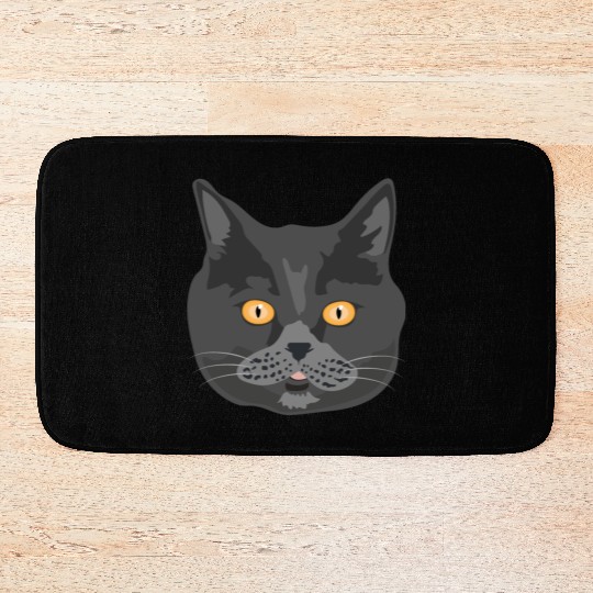 Cat British Shorthair Cat Face - Gift Idea Bath Mats