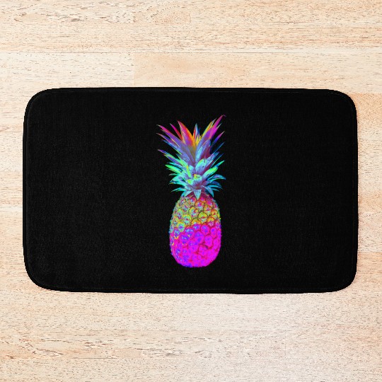 Retrowave Neon Pineapple Vaporwave Hawaiian Gift Bath Mats