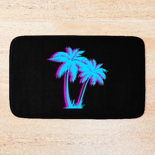 Beach Vaporwave Palm Tree Gift Aesthetic Tropical Bath Mats