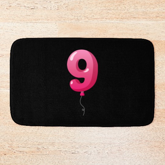 Number 9 Balloon, 9th birthday, 9 year old Bath Mats
