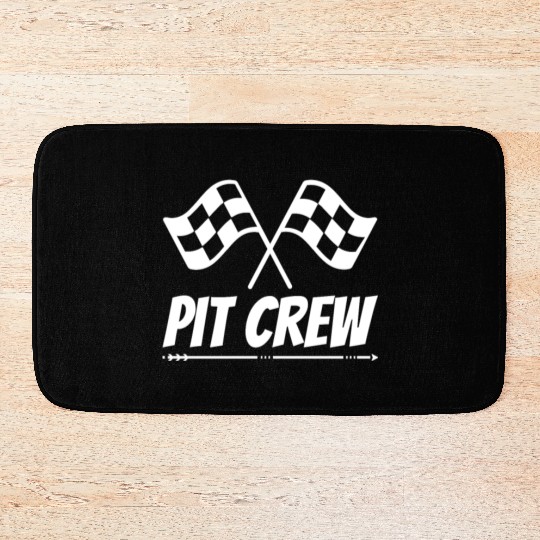 Pit Crew Funny Racing Design for Hotrod Track Bath Mats