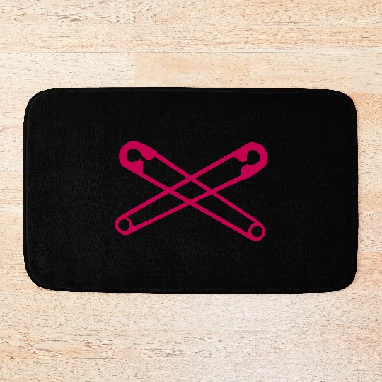 Crossed Safety Pins Punk Bath Mats