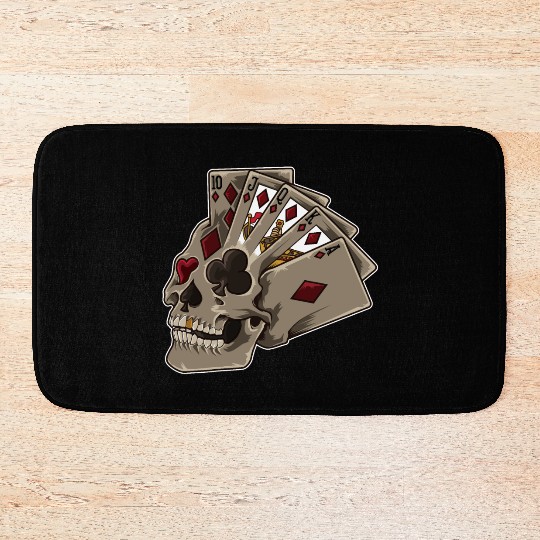 Poker Skull | Card Dealer Gambler Luck Jackpot Bath Mats