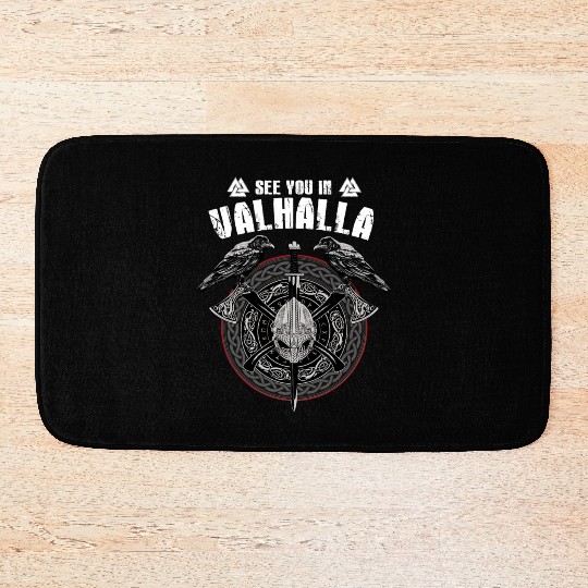 Valhalla Odin design with Huggin and Muninn and Bath Mats
