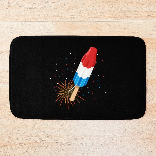 Fireworks Popsicle American Flag 4th of July Bath Mats